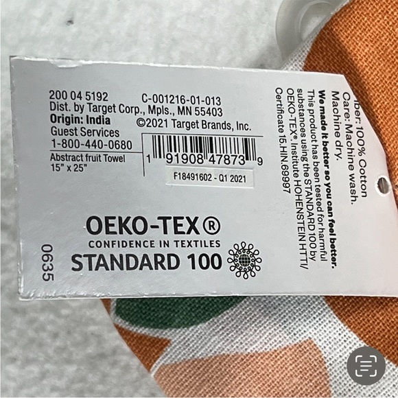 Set of 2 PEACHES 100% Cotton Kitchen Towels Orange White 15 x2 5 in OEKO-TEX - Picture 9 of 12